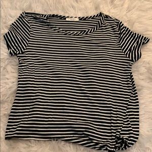Striped Tee with Front Side Tie